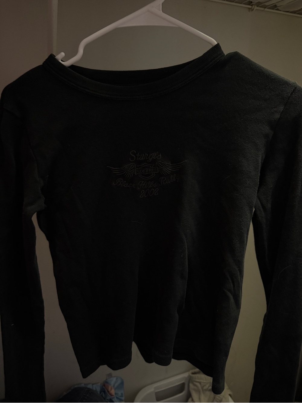 Brandy Black Long Sleeve Tee with Subtle Chest Graphic